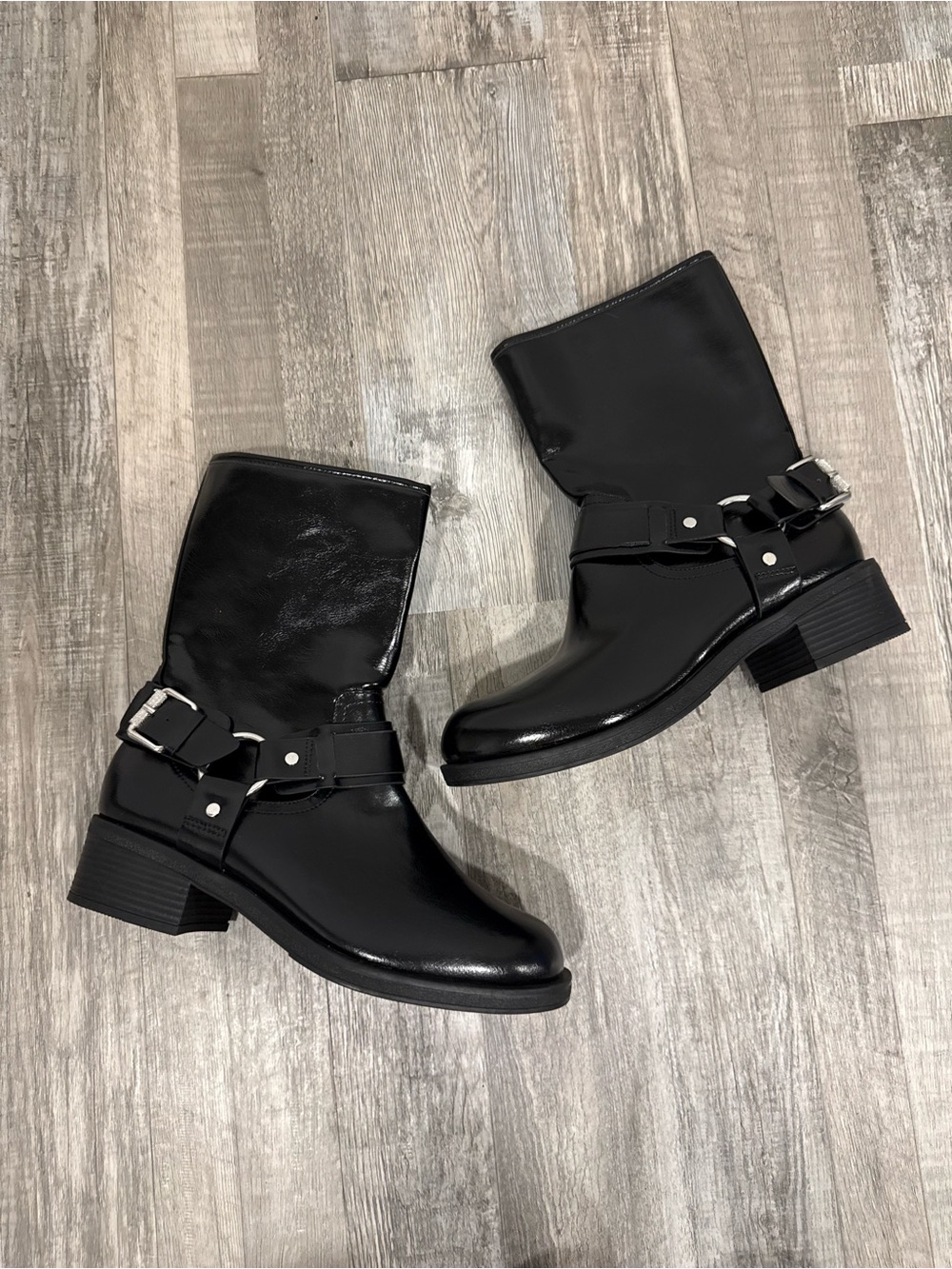 Dolce Vita Armonda Harness Biker Moto Boot Women's 7 Black Silver NEW